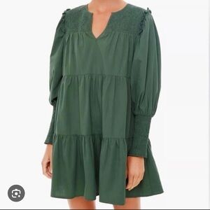 Tuckernuck Pomander place green Cecil long sleeve tiered mini dress sz small